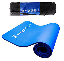 Коврик для йоги и фитнеса + чохол 4yourhealth Fitness Yoga Mat 0101 (180*61*1см) Синій