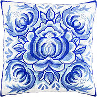Набір для вишивання декоративної подушки Чарівниця Гжель 40×40 см V-224 UC, код: 7243176