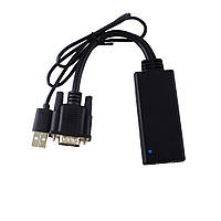 Перехідник моніторний Lucom HDMI-VGA HD15 (HDMIекран) +USB Audio 0.2m USB-powered чорний (62. DM, код: 7455008