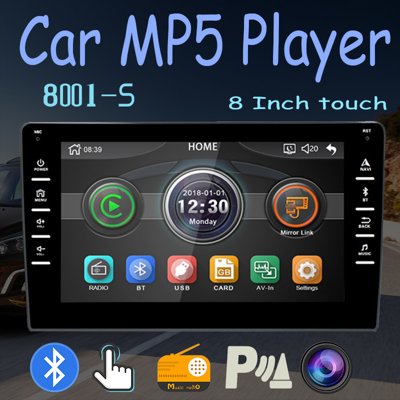 Стерео автомагнітола Сar stereo 8001-S MP5, Магнітола в автомобіль 1 Din з сенсорним екраном і bluetooth