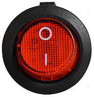 Перемикач 1-клавішний (червоний круг з підсвідкою) KCD1-5-101N R/B