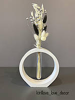 Гипсовые вазы с колбой, наполненные сухоцветами/декор/мох/кашпо/ваза с колбой/гипсовые изделия.Цена за 1 шт