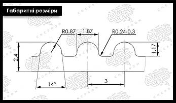 Зубчастий ремінь замкнутий HTD 495-3M, довжина по колу 495 мм, ширина 15 мм, фото 4