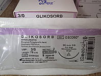 ПГА хірургічна нитка з голкою, (Glikosorb) фіол USP 3-0( М2),кол гол.1/2, 25мм,75 см