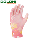 Рукавички робочі трикотажні з поліуретановим покриттям 8 розмір Doloni D-Flex Ромашка рожеві 4548, фото 2