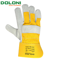Перчатки комбинированные для тяжелых работ спилок+ткань Doloni D-Power 4574 Желтые