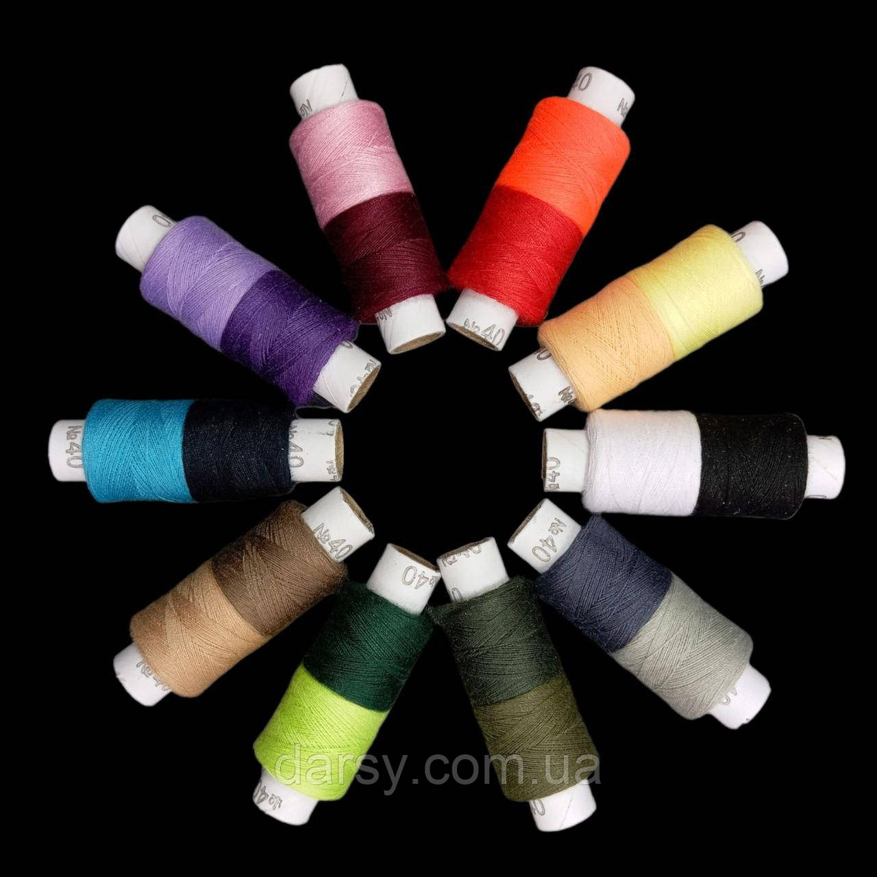 Набір ниток для шиття, №40/2, 20 кольорів по 100 ярдів, фото 1
