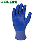 Рукавички трикотажні з повним нітриловим обливом Doloni D-Oil сині 4581, фото 2