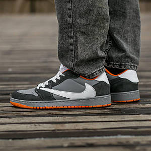 Чоловічі Кросівки Nike Air Jordan 1 x Travis Scott Low Grey Orange 41-45