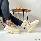 Модні жіночі дутики сноубутси стьобані зимові молочні 38 рр, фото 3