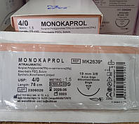 Хірургічні нитки Monokaprol,розсмокт,незабарвлена,USP 4-0,голка звор-ріж 3/8 ,19 мм, 75см