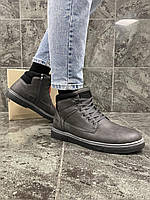 Черные мужские зимние ботинки DUAL с мехом (эко-кожа)