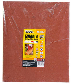Папір шліфувальний водостійкий MASTERTOOL Р180 230х280 мм 20 шт 08-2618-Р