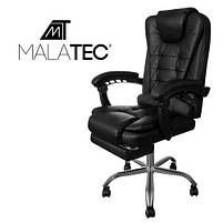 Офісне крісло на колесах із розсувною підніжкою Malatec, функція лежання та гойдання., чорне, фото 6