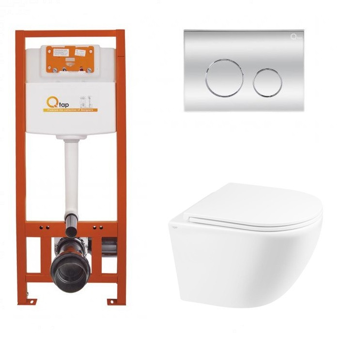 Комплект інсталяції Q-TAP Nest/Robin с унітазом Q-TAP кнопка хром 176944 QT1333046EUQW45146, фото 1