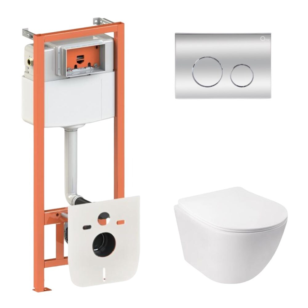 Комплект інсталяції Q-TAP Nest/Jay с унітазом Q-TAP кнопка хром 176955 QT07335177W45137, фото 1