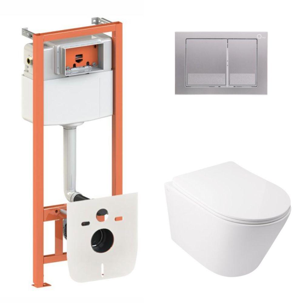 Комплект інсталяції Q-TAP Nest/Swan с унітазом Q-TAP кнопка сатин 176956 QT16335179W45149, фото 1