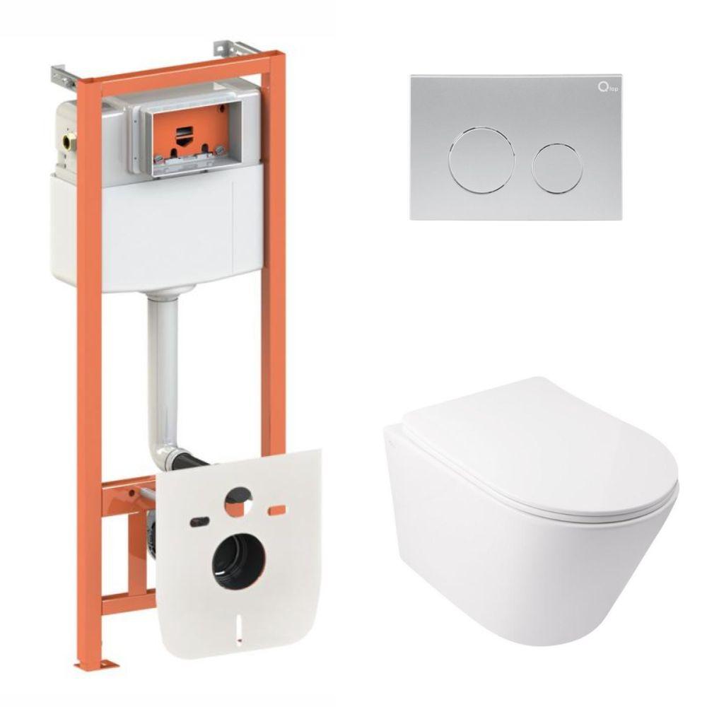 Комплект інсталяції Q-TAP Nest/Swan с унітазом Q-TAP кнопка сатин 176958 QT16335179W45152, фото 1