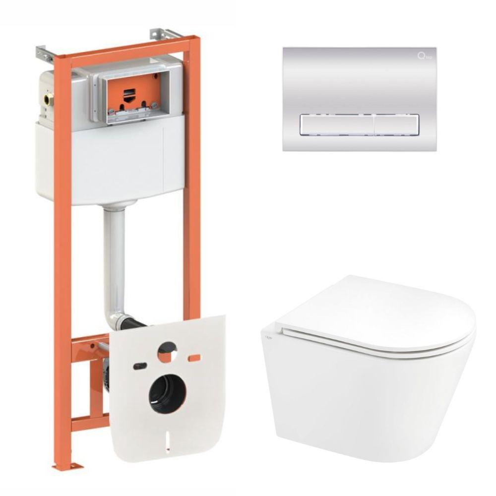 Комплект інсталяції Q-TAP Nest/Scorpio с унітазом Q-TAP кнопка хром 176959 QT1433053EUQW45168, фото 1