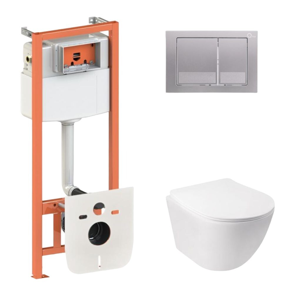 Комплект інсталяції Q-TAP Nest/Jay с унітазом Q-TAP кнопка сатин 176960 QT07335177W45135, фото 1