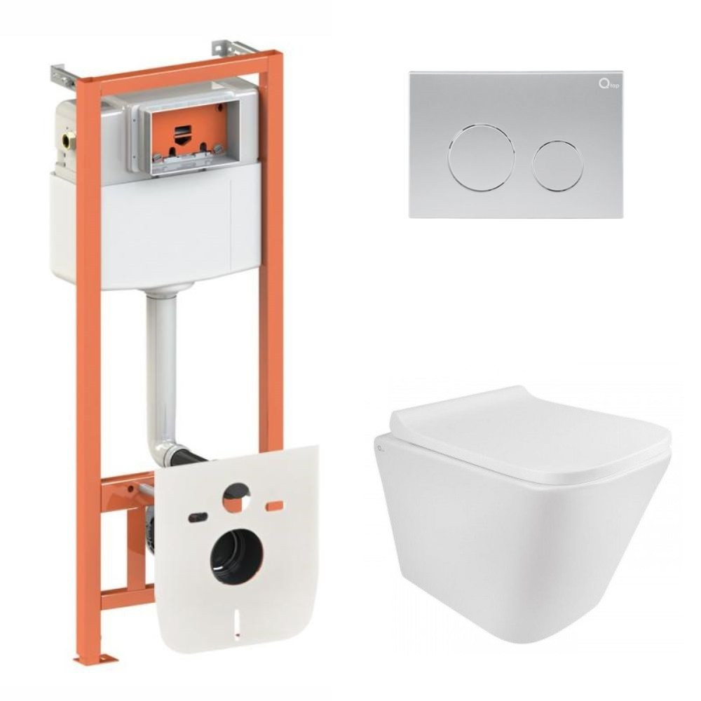 Комплект інсталяції Q-TAP Nest/Tern с унітазом Q-TAP кнопка сатин 176961 QT1733052EUQW45159, фото 1