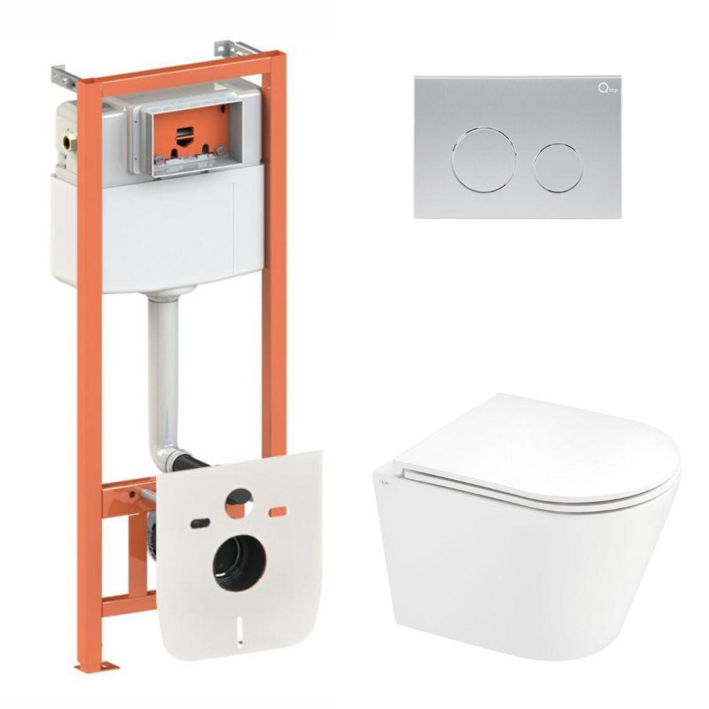 Комплект інсталяції Q-TAP Nest/Scorpio с унітазом Q-TAP кнопка сатин 176962 QT1433053EUQW45166, фото 1