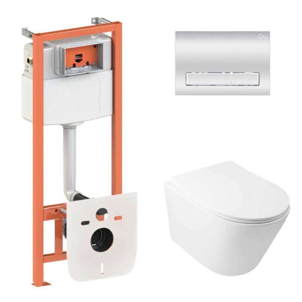 Комплект інсталяції Q-TAP Nest/Swan с унітазом Q-TAP кнопка хром 176963 QT16335179W45154, фото 1