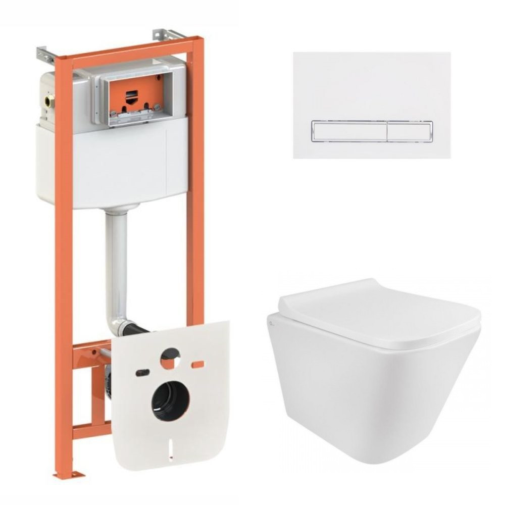 Комплект інсталяції Q-TAP Nest/Tern с унітазом Q-TAP кнопка біла 176964 QT1733052EUQW45161, фото 1