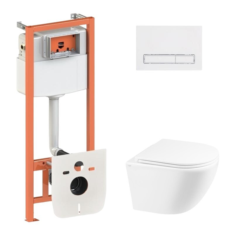 Комплект інсталяції Q-TAP Nest/Robin с унітазом Q-TAP кнопка біла 176965 QT1333046EUQW45147, фото 1