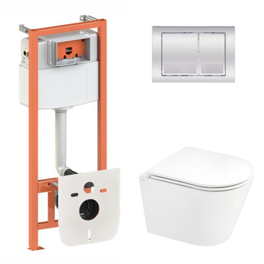 Комплект інсталяції Q-TAP Nest/Scorpio с унітазом Q-TAP кнопка хром 176968 QT1433053EUQW45162, фото 1