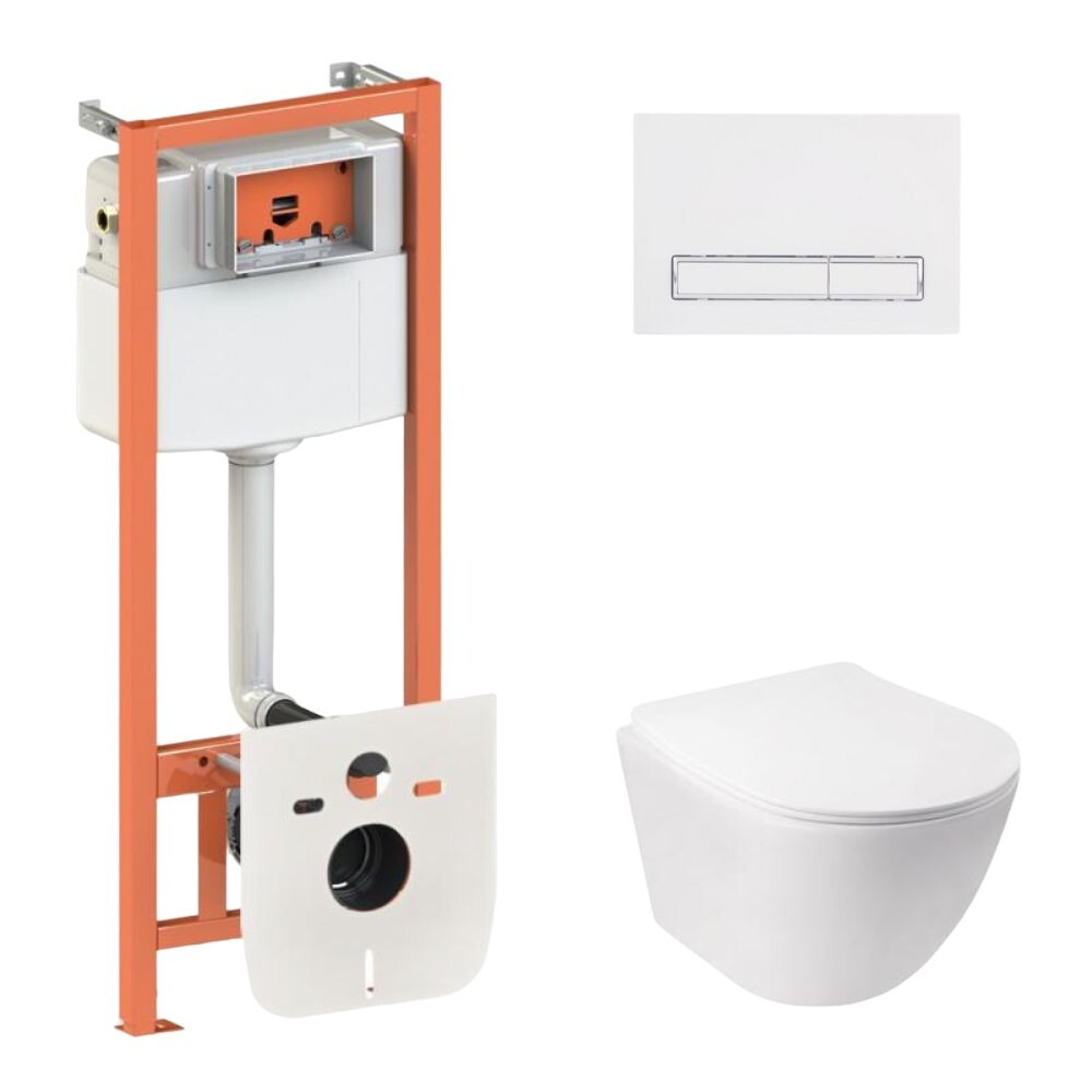 Комплект інсталяції Q-TAP Nest/Jay с унітазом Q-TAP кнопка біла 176970 QT07335177W45141, фото 1