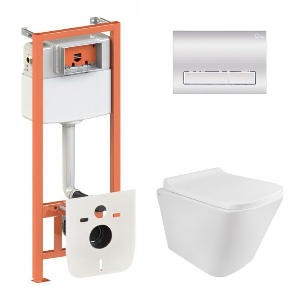 Комплект інсталяції Q-TAP Nest/Tern с унітазом Q-TAP кнопка хром 176972 QT1733052EUQW45160, фото 1