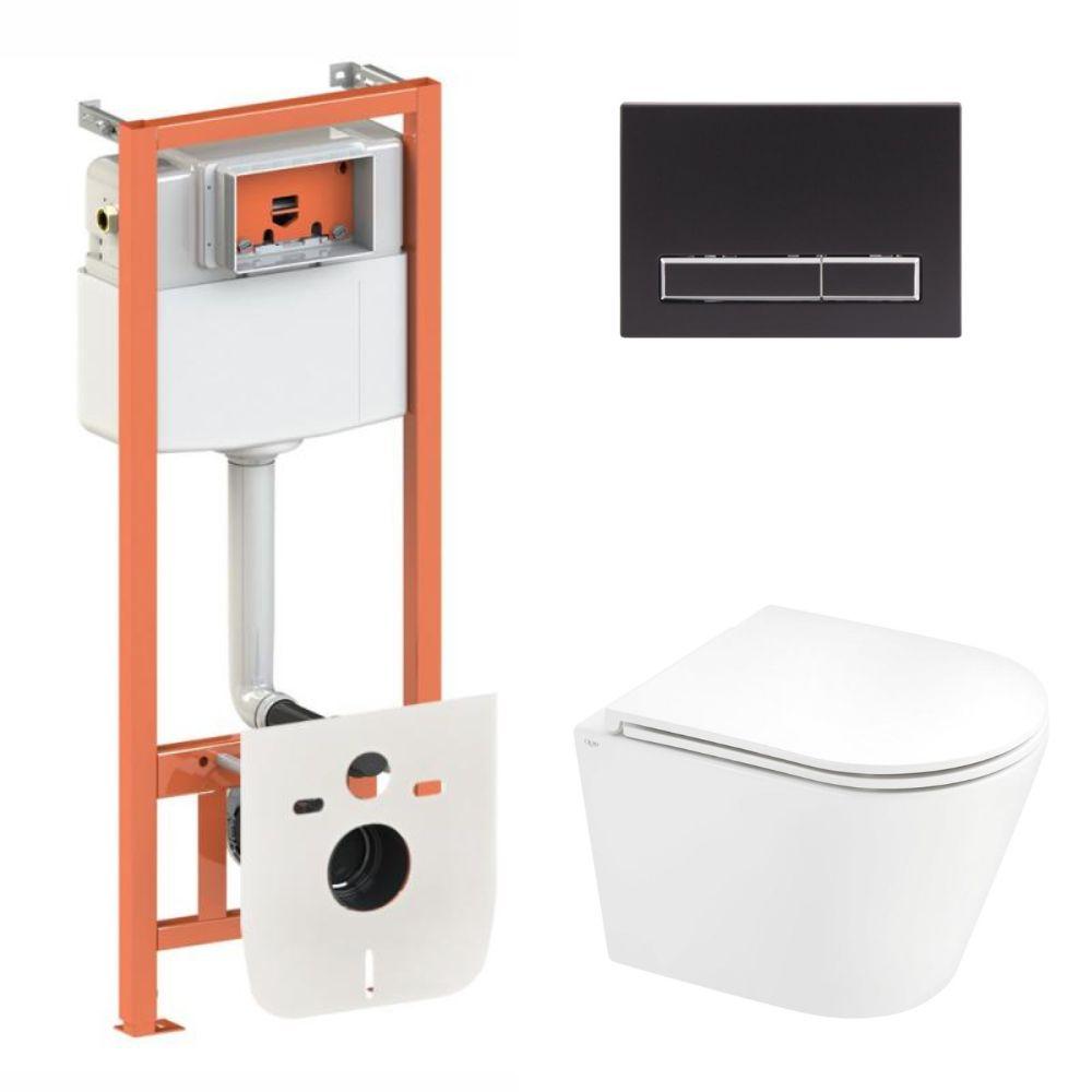 Комплект інсталяції Q-TAP Nest/Scorpio с унітазом Q-TAP кнопка чорна 176973 QT1433053EUQW45167, фото 1