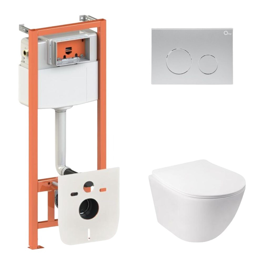 Комплект інсталяції Q-TAP Nest/Jay с унітазом Q-TAP кнопка сатин 176975 QT07335177W45138, фото 1