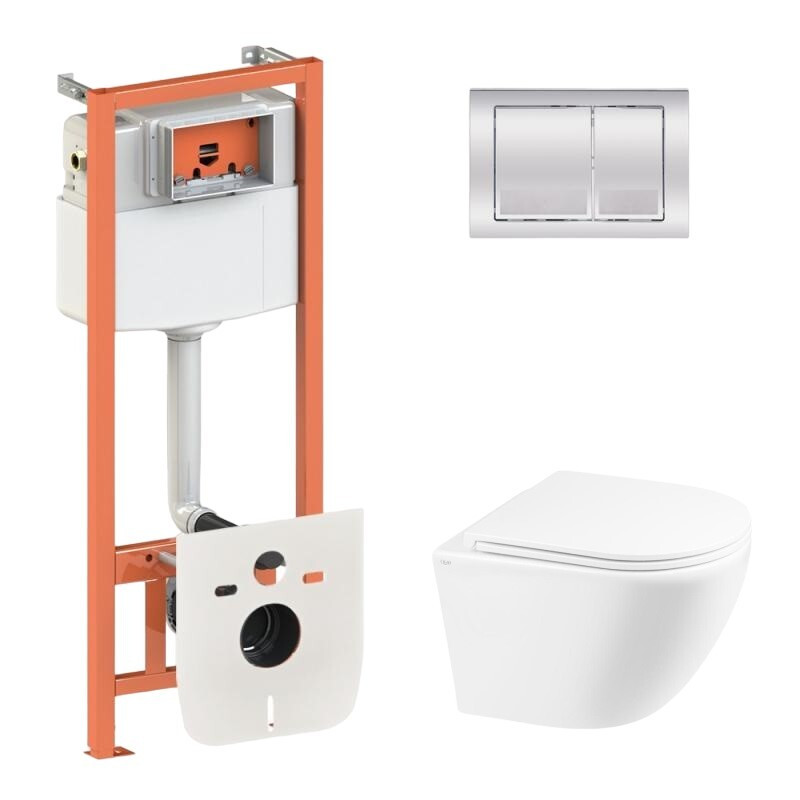 Комплект інсталяції Q-TAP Nest/Robin с унітазом Q-TAP кнопка хром 176976 QT1333046EUQW45142, фото 1