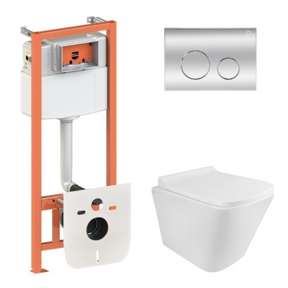 Комплект інсталяції Q-TAP Nest/Tern с унітазом Q-TAP кнопка хром 176979 QT1733052EUQW45158, фото 1