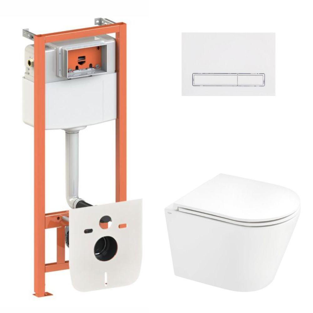 Комплект інсталяції Q-TAP Nest/Scorpio с унітазом Q-TAP кнопка біла 176980 QT1433053EUQW45169, фото 1