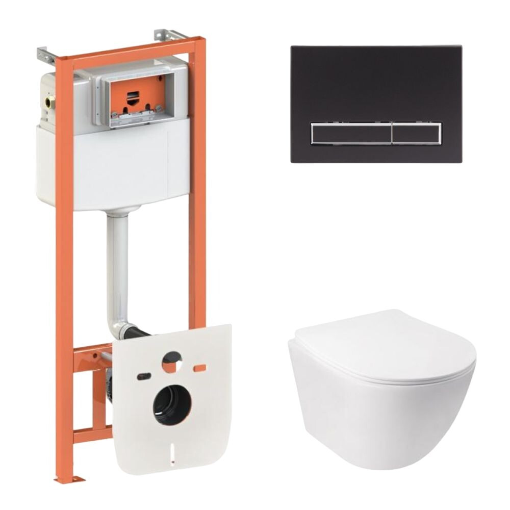 Комплект інсталяції Q-TAP Nest/Jay с унітазом Q-TAP кнопка чорна 176981 QT07335177W45139, фото 1