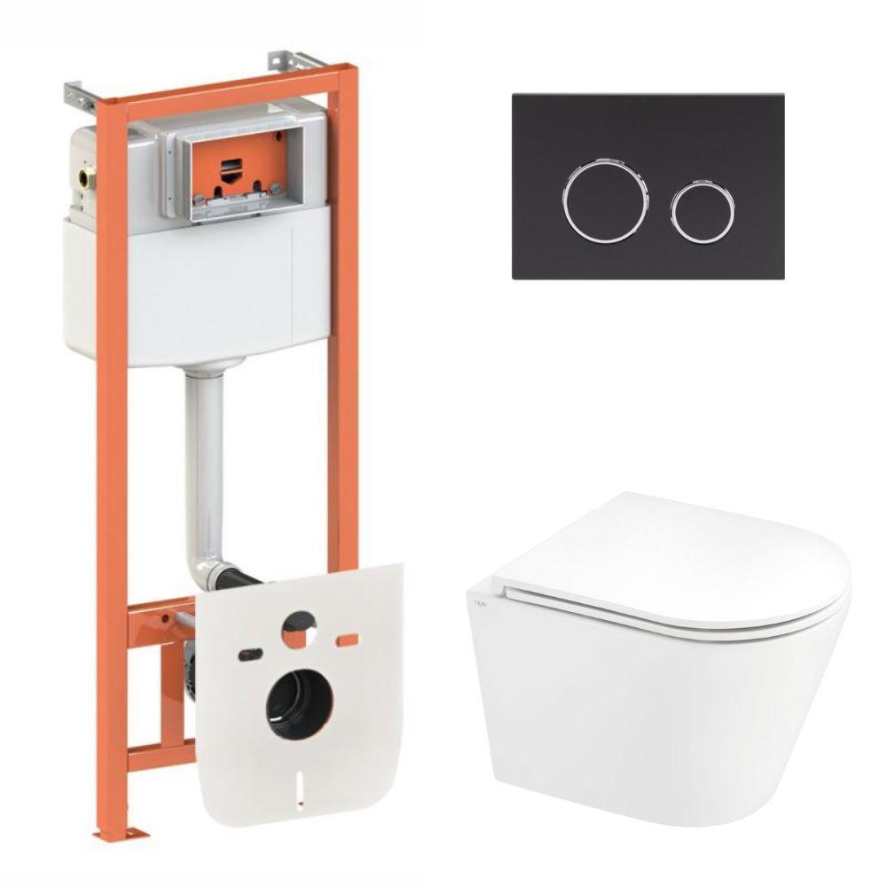 Комплект інсталяції Q-TAP Nest/Scorpio с унітазом Q-TAP кнопка чорна 176985 QT1433053EUQW45164, фото 1