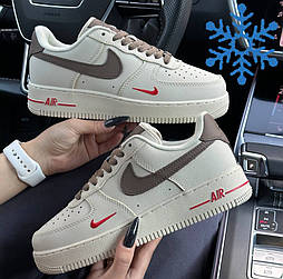 Жіночі зимові кросівки з хутром Nike Air Force 1 AF1 Low низькі теплі (бежеві). Живе фото. топ