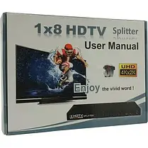 HDMI 1x8 портів спліттер, розгалужувач, комутатор 4K Full HD 3D, фото 2