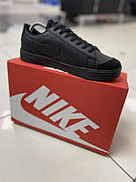 Черные кожаные кеды Nike Blazer low, хорошее качество. Отличный вариант на весну/осень