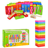 Настольная игра дженга для детей, с кубиками, 54 бруска, изучение цифр, Падающая башня