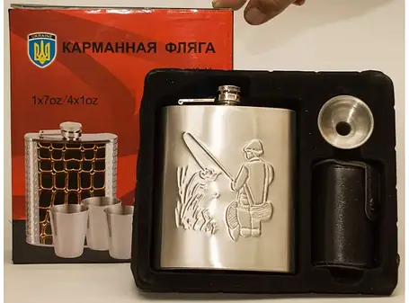 Набір фляга (210 мл) + лійка + 4 стопки в чохлі NF4-15, фото 3