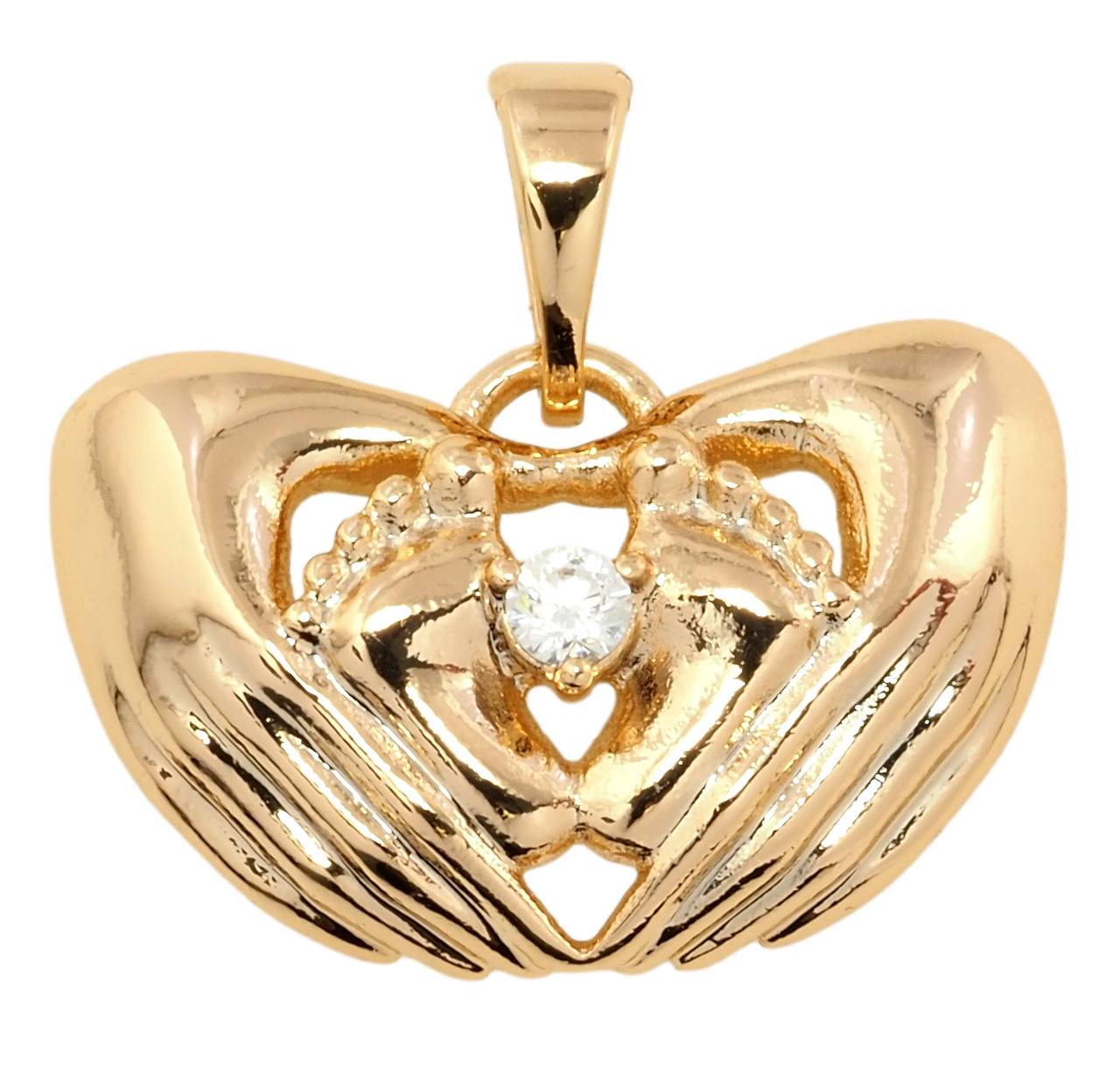 Кулон Xuping Позолота 18K "Дитячі ніжки в долонях матері" для ланцюжка до 5мм