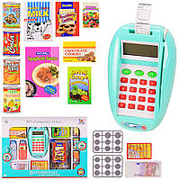 Кассовый аппарат детский, терминал (игрушечная карта и деньги,продукты,звук)
