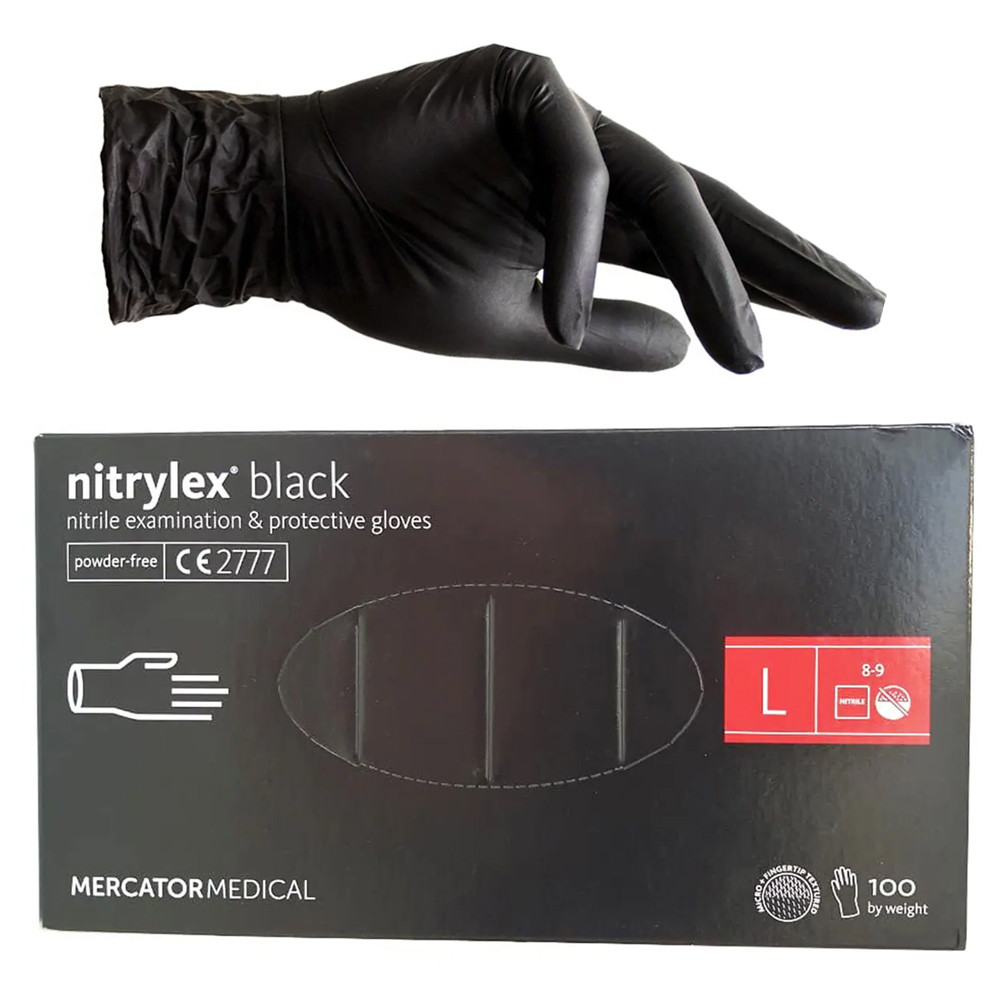 Рукавички нітрілові чорні  NITRYLEX L 100 шт
