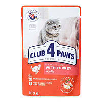 Клуб 4 лапи вологий корм з індичкою в соусі для котів та кішок, 85 г Club 4 Paws