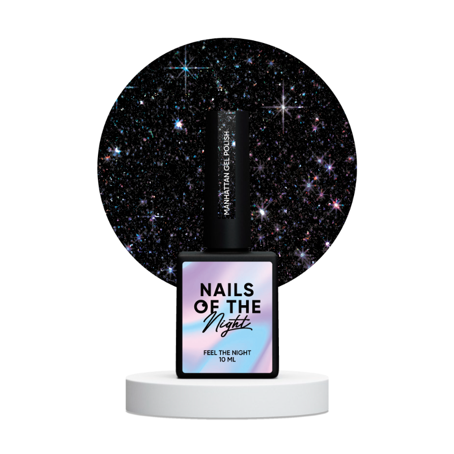 NAILSOFTHENIGHT Manhattan — чорний голографік світловідбиваючий гель–лак для нігтів, 10 мл, фото 1
