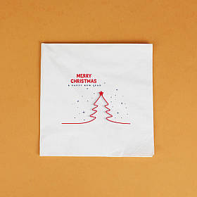 Серветка новорічна сервірувальна паперова "Ялинка" 40*40 см - 10 шт Декоративні серветки на стіл на Новий рік